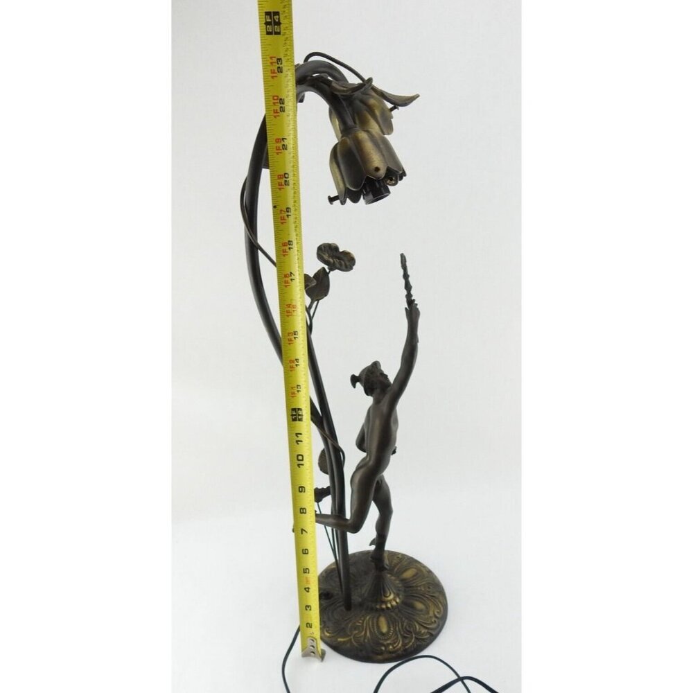 Bronze Figural Mercury Statue Lamp 23" T Floral Medical Staff - Picture 5 of 16